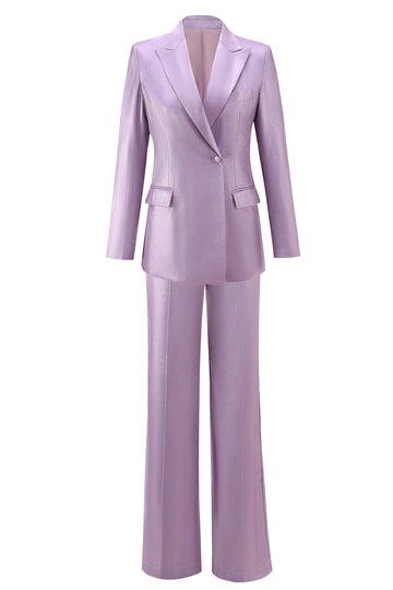 Purple Peak Lapel One Button 2 pièces Femmes Costumes